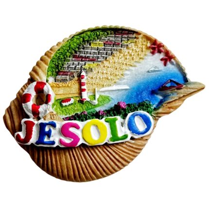 jesolo italy fridge magnet – beach scene shell shaped souvenir for travel memory & office whiteboard decor