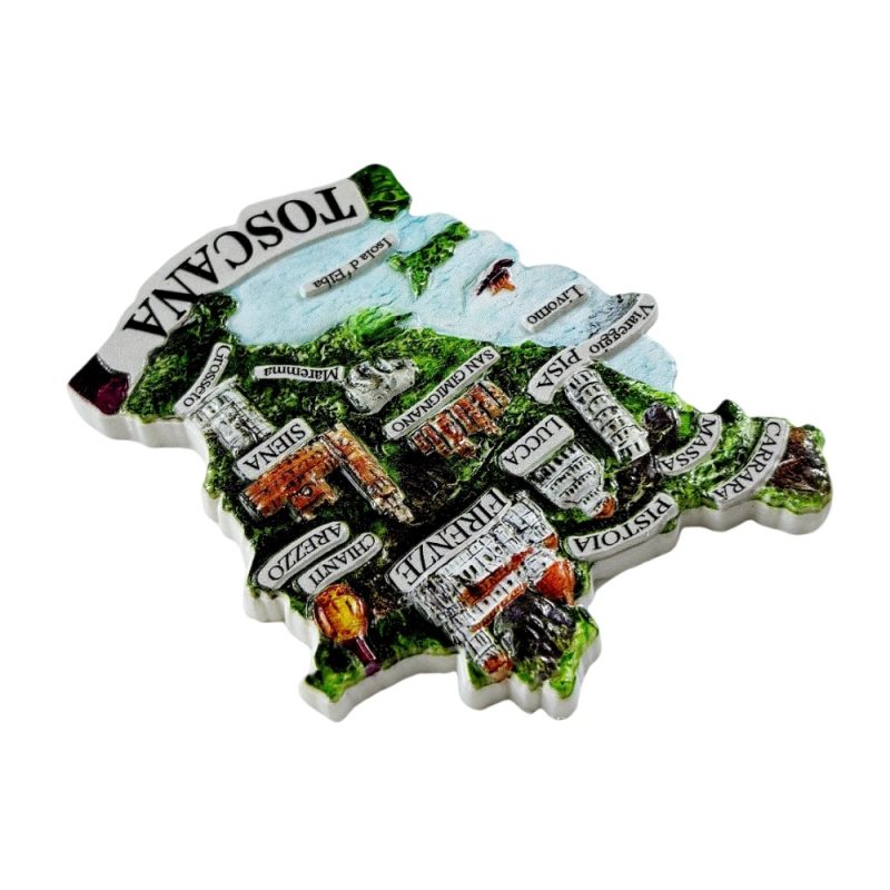 tuscany italy map fridge magnet – toscana regional landmarks souvenir for travel memory & italian kitchen decor