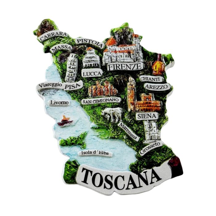 tuscany italy map fridge magnet – toscana regional landmarks souvenir for travel memory & italian kitchen decor