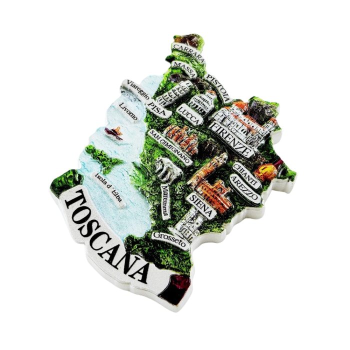 tuscany italy map fridge magnet – toscana regional landmarks souvenir for travel memory & italian kitchen decor