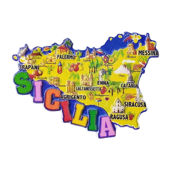 sicily italy map fridge magnet – colorful island souvenir for adventure travelers & kitchen wall decor