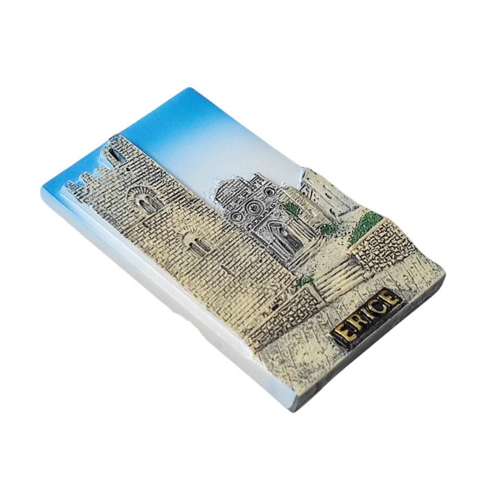 erice sicily italy fridge magnet – medieval castle scene souvenir for heritage travel gift & rustic decor