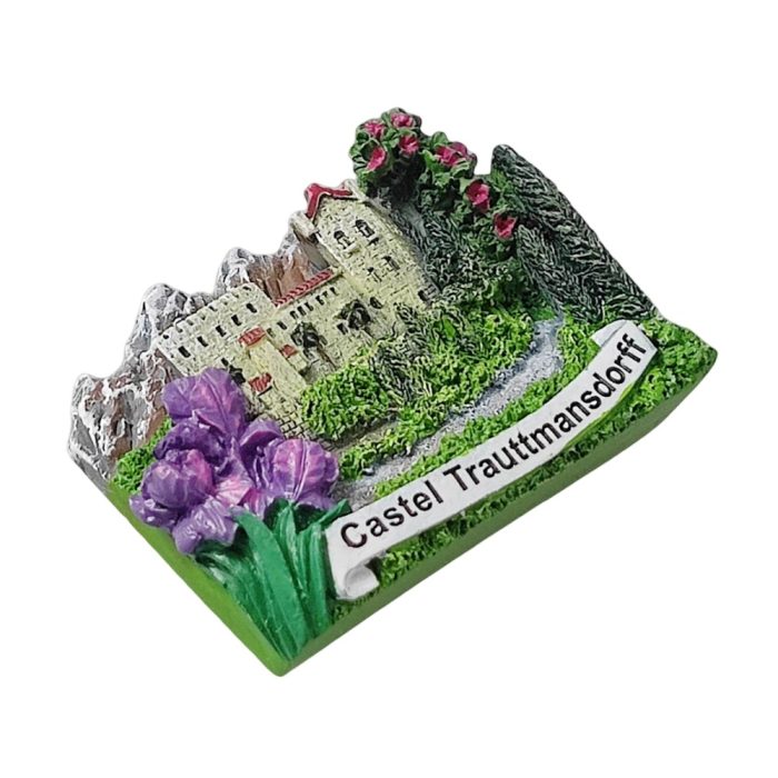 castel trauttmansdorff italy fridge magnet – alpine castle garden souvenir for european travel decor & collector gift