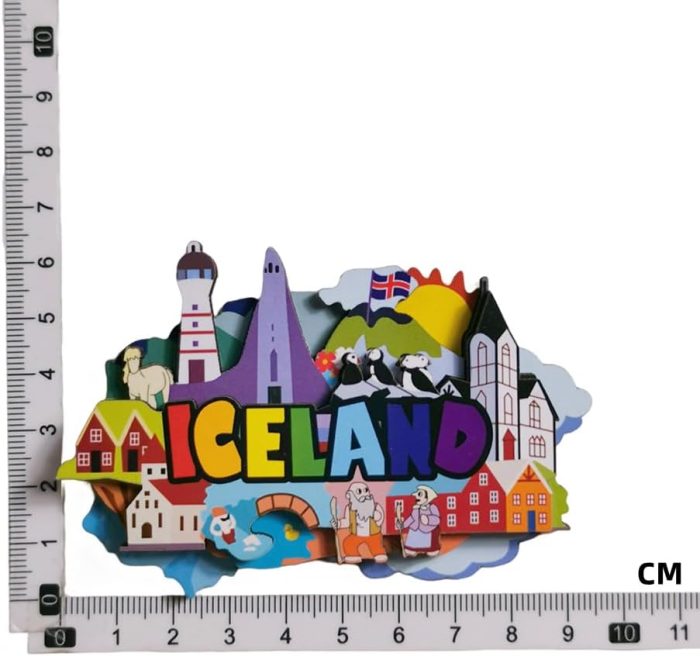 colorful iceland culture fridge magnet – cartoon style nordic souvenir for kids & fun decor