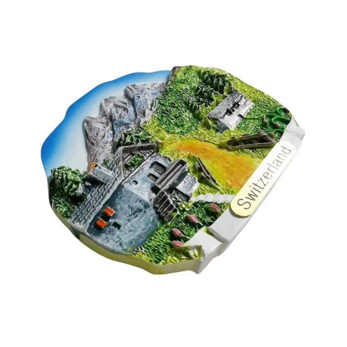 alpine mountain house switzerland fridge magnet – scenic landscape travel souvenir & nature inspired decor