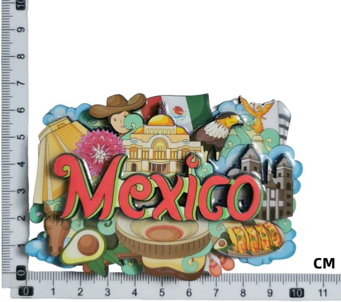 ​​mexico fridge magnets vibrant cultural collection, flag, pyramid & tacos design, colorful travel keepsake & whiteboard decor​​