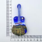 pompeii italy fridge magnet – guitar shaped souvenir with ruins scene & musical decor vibes