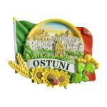 ostuni italy fridge magnet – white city with flag and sunflower design for italian travel souvenir & colorful decor