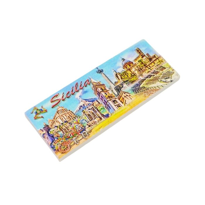 sicilia sicily italy fridge magnet regional architecture collage – mediterranean souvenir & whiteboard charm