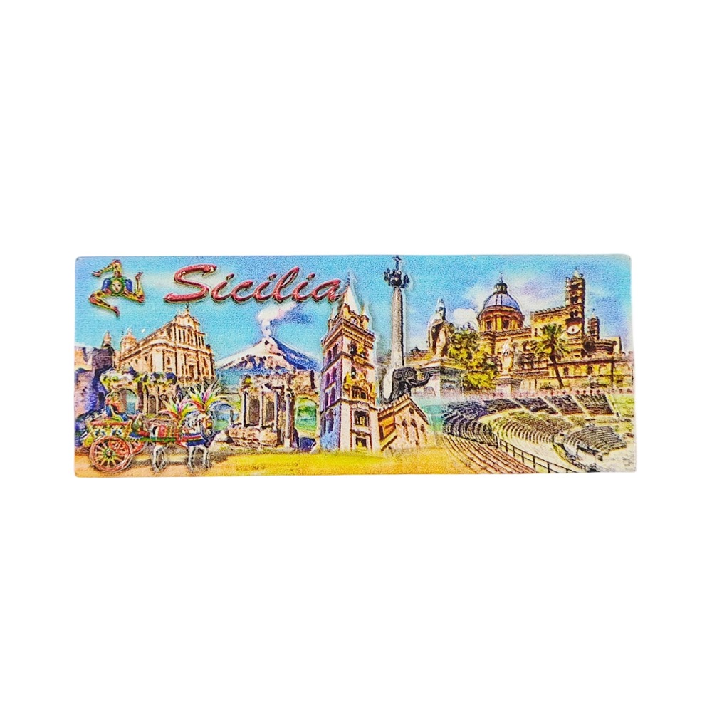 sicilia sicily italy fridge magnet regional architecture collage – mediterranean souvenir & whiteboard charm