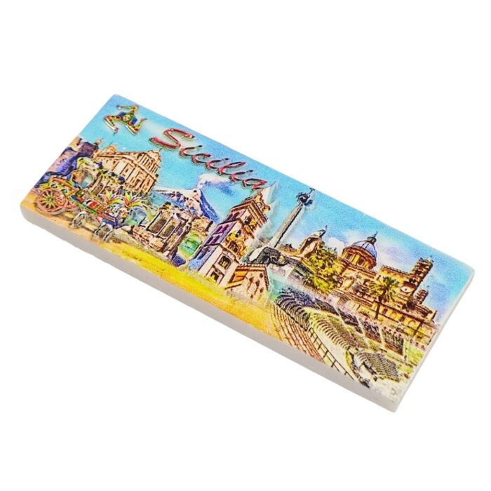 sicilia sicily italy fridge magnet regional architecture collage – mediterranean souvenir & whiteboard charm