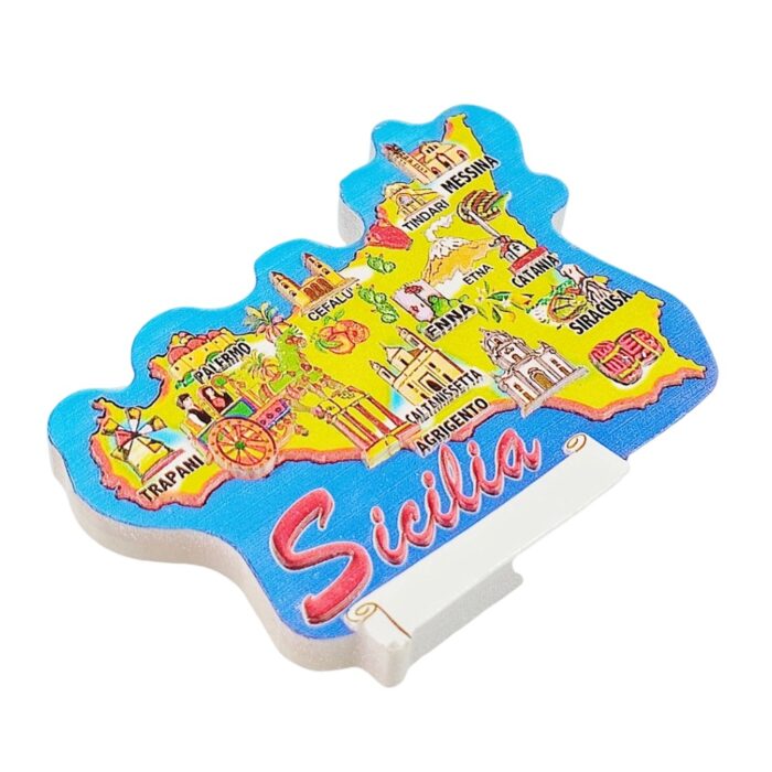 sicilia italy fridge magnet colorful illustrated island map – italian heritage gift & kitchen decoration