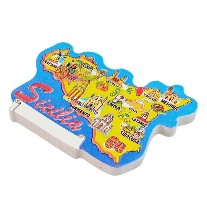 sicilia italy fridge magnet colorful illustrated island map – italian heritage gift & kitchen decoration
