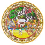 sicilia traditional fridge magnet horse cart & palm design – italian island keepsake & mediterranean decor