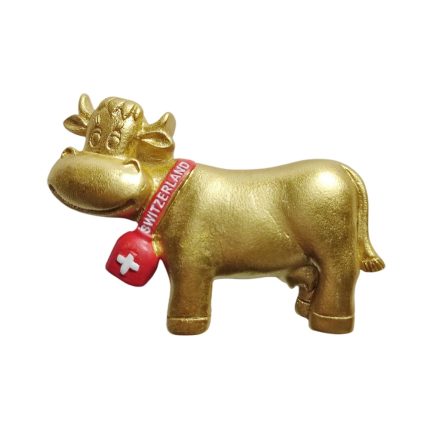 golden cow switzerland fridge magnet – unique alpine animal souvenir for collectors & kitchen decor