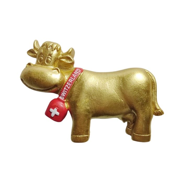 golden cow switzerland fridge magnet – unique alpine animal souvenir for collectors & kitchen decor