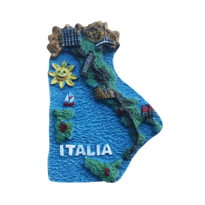 italy map fridge magnet – 3d boot shaped country map with landmarks – fun geography gift & italian explorer’s whiteboard decor
