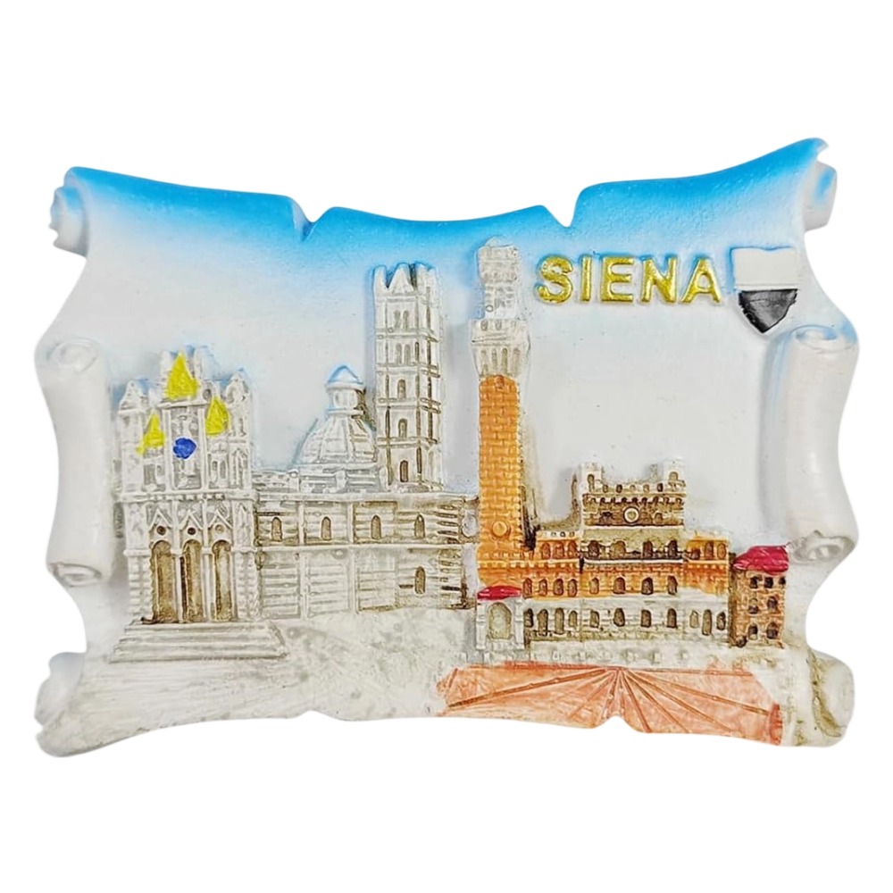siena italy fridge magnet – scroll design with historic architecture – tuscany travel memento