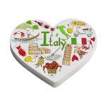 italy symbols heart shaped fridge magnet – fun italian culture collage for travel gift & refrigerator art