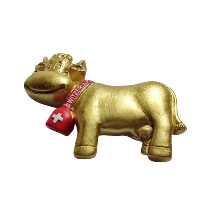 golden cow switzerland fridge magnet – unique alpine animal souvenir for collectors & kitchen decor