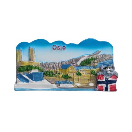 oslo norway fridge magnet – city skyline souvenir with troll character & nordic charm decor