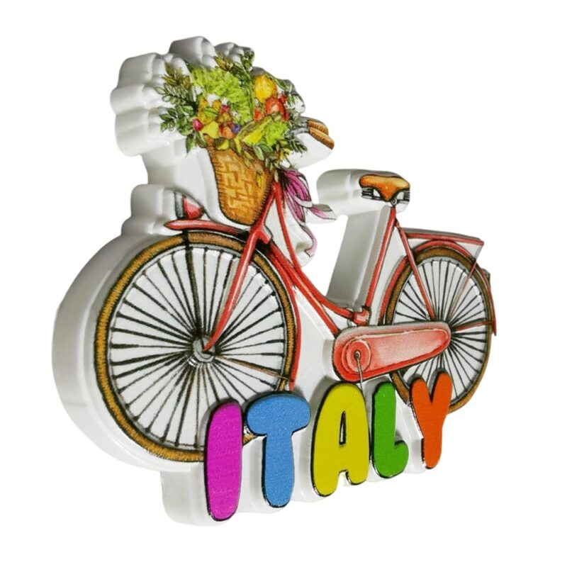 italy bicycle fridge magnet colorful bike with market basket – whimsical italian gift & kitchen magnet