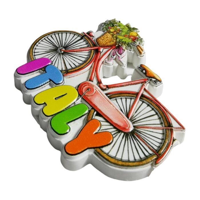 italy bicycle fridge magnet colorful bike with market basket – whimsical italian gift & kitchen magnet