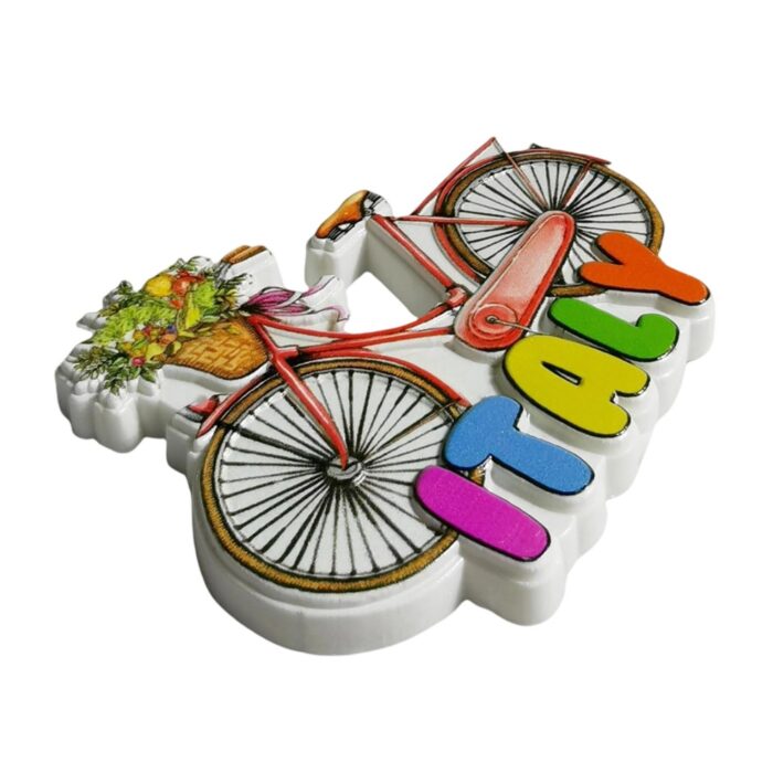 italy bicycle fridge magnet colorful bike with market basket – whimsical italian gift & kitchen magnet