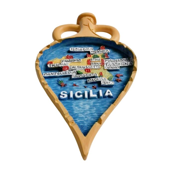 sicilia island map fridge magnet ceramic jug design with cities – unique sicilian gift & fridge art decor