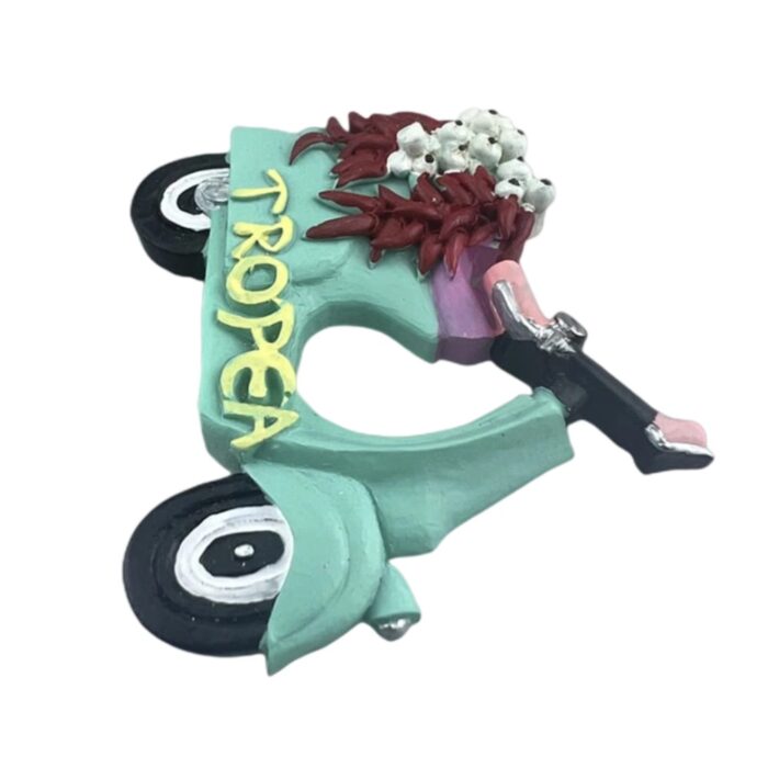 tropea italy fridge magnet – retro vespa with chili & garlic decor – italian market souvenir & creative board decoration