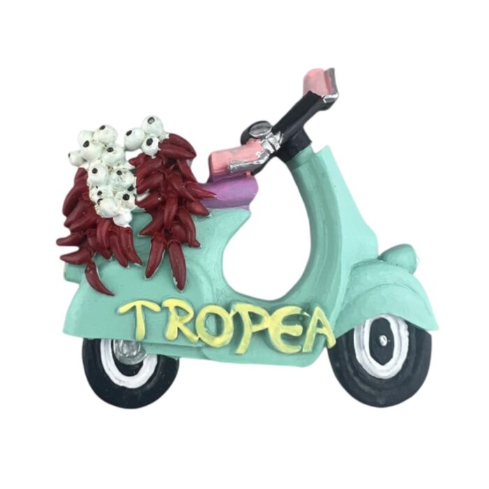 tropea italy fridge magnet – retro vespa with chili & garlic decor – italian market souvenir & creative board decoration