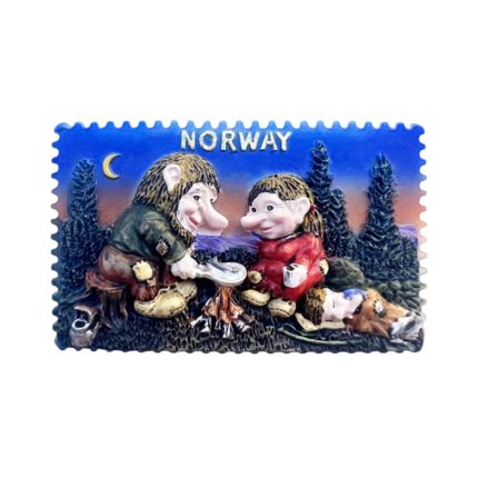 norway troll couple fridge magnet – funny nordic forest souvenir & folklore inspired gift