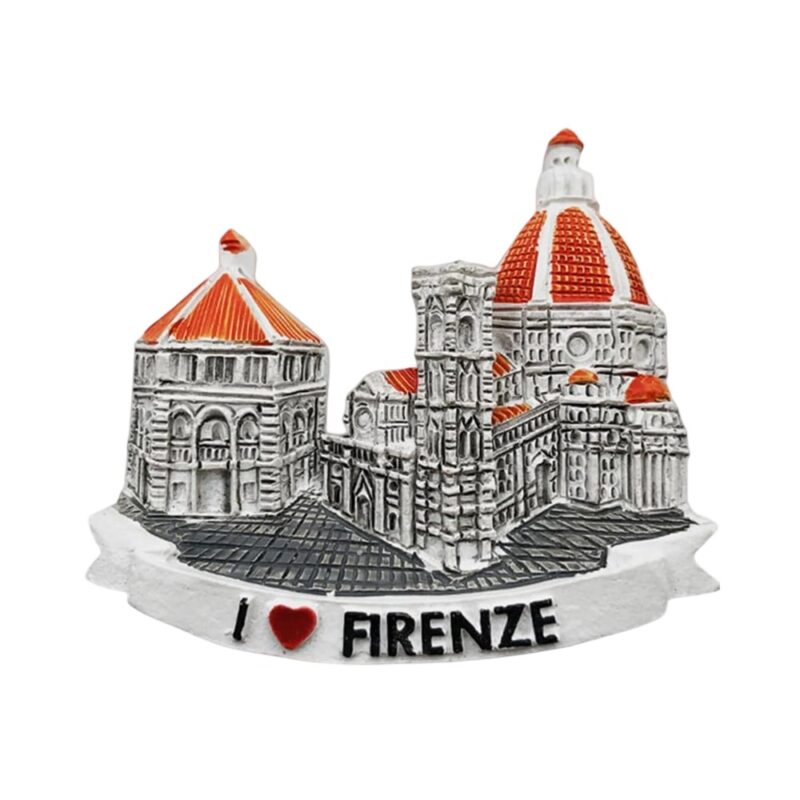florence italy fridge magnet – duomo cathedral dome design with heart – renaissance art travel gift & minimalist kitchen magnet