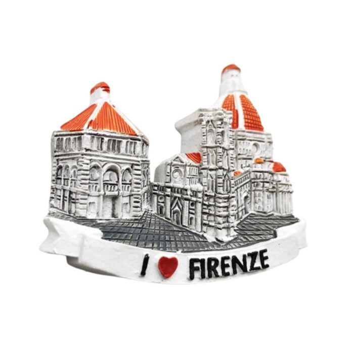 florence italy fridge magnet – duomo cathedral dome design with heart – renaissance art travel gift & minimalist kitchen magnet