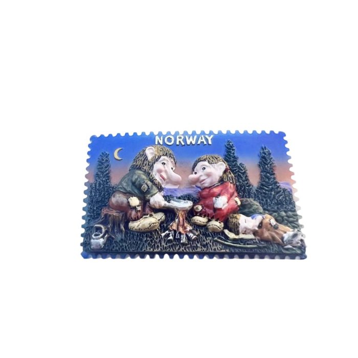 norway troll couple fridge magnet – funny nordic forest souvenir & folklore inspired gift