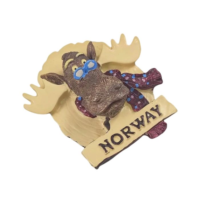 funny moose norway fridge magnet – quirky animal travel gift & whimsical nordic decor