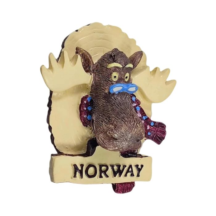 funny moose norway fridge magnet – quirky animal travel gift & whimsical nordic decor