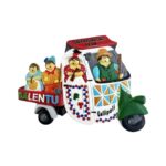 gallipoli italy fridge magnet – salentu racing team ape truck with figurines – playful italian souvenir & family decor keepsake