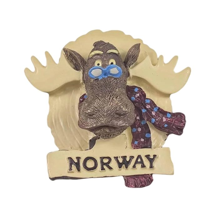 funny moose norway fridge magnet – quirky animal travel gift & whimsical nordic decor