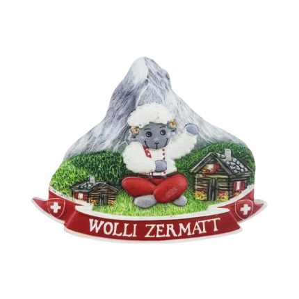 zermatt lambs & chalet switzerland fridge magnet – mountain scene souvenir gift for kids & family decor