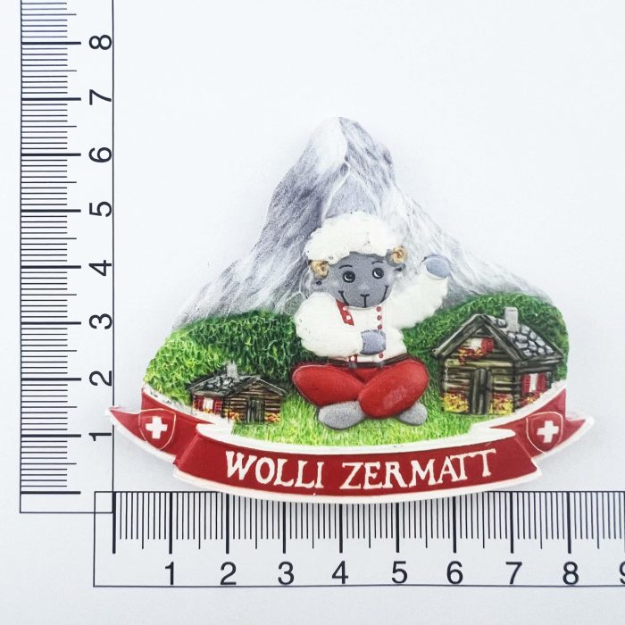 zermatt lambs & chalet switzerland fridge magnet – mountain scene souvenir gift for kids & family decor
