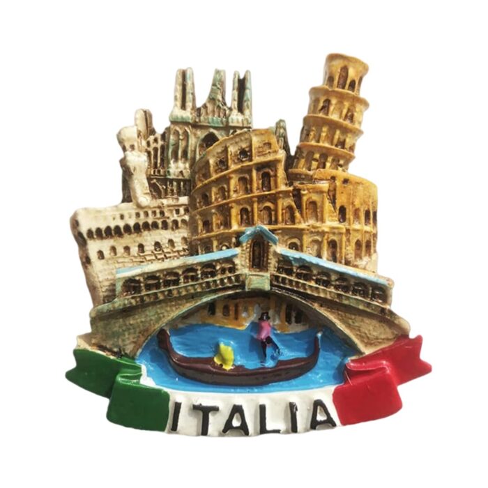 italy landmark collage fridge magnet – colosseum, pisa tower, duomo & gondola – all in one travel memory & scenic decor magnet