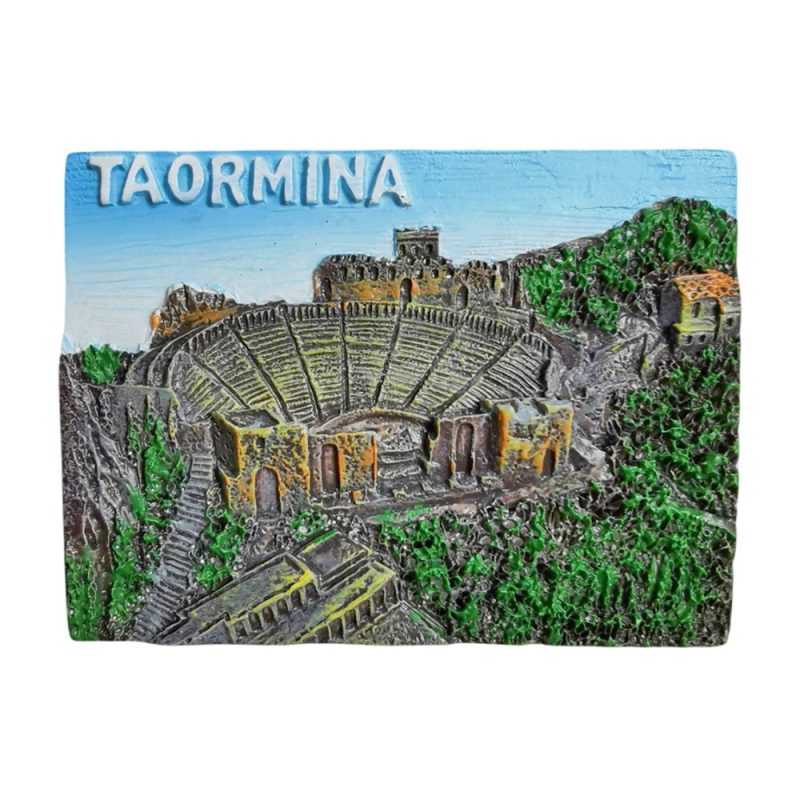 taormina sicily italy fridge magnet – ancient greek theater souvenir for mediterranean travel decor & gift idea