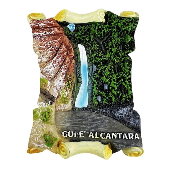 gole alcantara italy fridge magnet – natural canyon waterfall scene – sicilian nature wonder gift & eco travel memo magnet