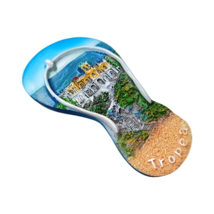 tropea italy flip flop fridge magnet – beach themed travel keepsake & coastal fridge decor