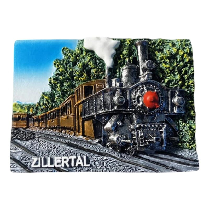 zillertal austria steam train fridge magnets – retro railway travel souvenir & scenic decor