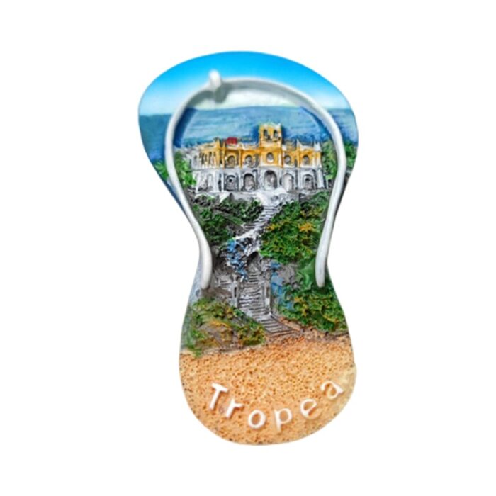 tropea italy flip flop fridge magnet – beach themed travel keepsake & coastal fridge decor