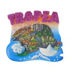 tropea italy fridge magnet glitter coastline edition, sunset souvenir with sea and starfish details