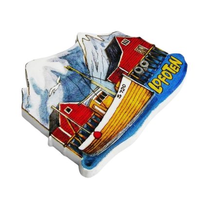 lofoten norway fishing village fridge magnet – scenic arctic boat souvenir & seaside gift