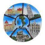 italy cities map round fridge magnet – venice, pisa, rome, milan, florence landmark gift for travelers & office memo decor